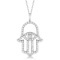 Diamond Hamsa Evil Eye Pendant Necklace 14k White Gold 0.51ctw