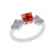 0.46 Ctw SI2/I1 Orange Sapphire And Diamond 14K White Gold Ring