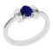 Certified 0.53 Ctw Blue Sapphire And Diamond SI2/I1 14K White Gold Vintage Style Ring