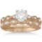 Antique style Diamond Engagement Ring Set 14k Rose Gold 1.20ctw