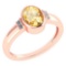 Certified 1.28 Ctw Citrine And Diamond 14k Rose Gold Ring