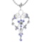 Certified 1.68 Ctw I2/I3 Tanzanite And Diamond 14K White Gold Victorian Style Necklace