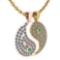 Certified 2.32 Ctw Emerlad And Diamond Couple Pendant New Expressions love collection 14K Rose And Y