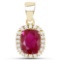 Certified 1.50 CTW Genuine Ruby And Diamond 14K Yellow Gold Pendant