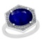4.22 Ctw I2/I3 Blue Sapphire And Diamond 14K White Gold Ring