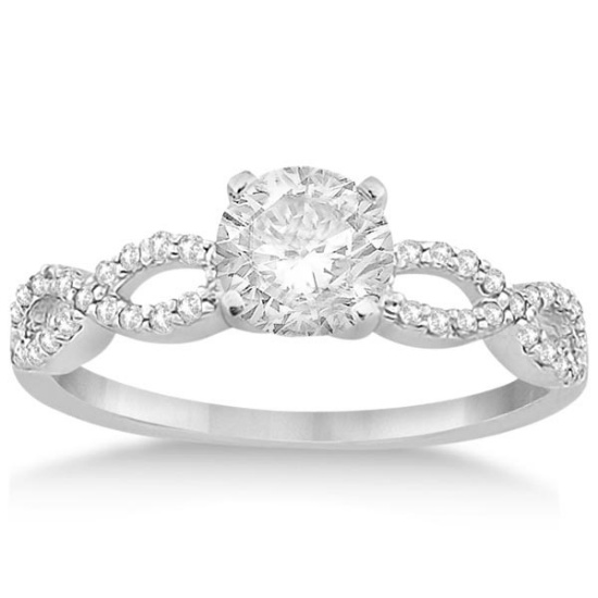 Twisted Infinity Diamond Engagement Ring Setting 14K White Gold 1.21ctw