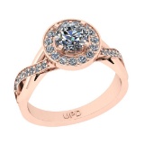 1.27 Ctw SI2/I1 Gia Certified Center Diamond 14K Rose Gold Ring