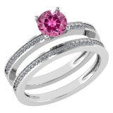 Certified 0.73 Ctw Pink Tourmaline And Diamond 18k White Gold Ring (G-H VS/SI1)