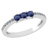 Certified 0.23 Ctw Blue Sapphire And Diamond 14k White Gold Halo Ring