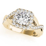 CERTIFIED 18K YELLOW GOLD 1.34 CTW J-K/VS-SI1 DIAMOND HALO ENGAGEMENT RING