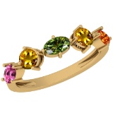 Certified 0.95 Ctw Multi Sapphire 14K Yellow Gold Ring