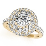 CERTIFIED 18K YELLOW GOLD 1.34 CTW J-K/VS-SI1 DIAMOND HALO ENGAGEMENT RING