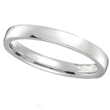 14k White Gold Wedding Ring Low Dome Comfort Fit 2mm