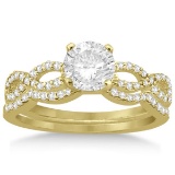 Infinity Twisted Diamond Matching Bridal Set in 14K Yellow Gold 0.94ctw