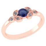Certified .39 CTW Genuine Blue Sapphire And Diamond (G-H/SI1-SI2) 14K Rose Gold Ring