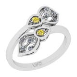 0.28 Ctw i2/i3 Treated Fancy Yellow and White Diamond 14K White Gold Bypass Style Engagement Ring