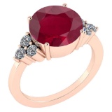 Certified 3.60 Ctw Ruby And Diamond Ring 14K Rose Gold