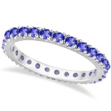 Tanzanite Eternity Stackable Ring Band 14K White Gold 0.75ctw