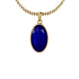 4.80 Ctw Blue Sapphire 14K Yellow Gold Necklace
