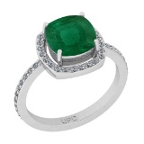 2.60 Ctw SI2/I1 Emerald And Diamond 14K White Gold Ring