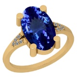 Certified 4.65 Ctw VS/SI1 Tanzanite and Diamond 14K Yellow Gold Vintage Style Ring