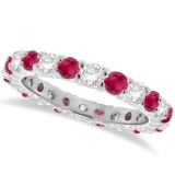 Ruby and Diamond Eternity Ring Band 14k White Gold 1.07ctw