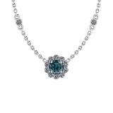 1.12 Ctw i2/i3 Treated Fancy Blue and White Diamond 14K White Gold Necklace