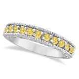 Fancy Yellow Canary Diamond Ring Band 14k White Gold  0.50ctw