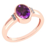 Certified 1.28 Ctw Amethyst And Diamond 14k Rose Gold Ring