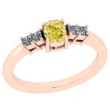 Certified 0.77 Ct GIA Certified Natural Fancy Yellow Diamond And White Diamond 14K Rose Gold Engagem