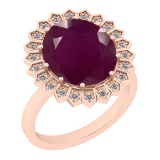 9.15 Ctw SI2/I1 Ruby And Diamond 18K Rose Gold Ring