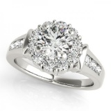 CERTIFIED PLATINUM 1.54 CTW J-K/VS-SI1 DIAMOND HALO ENGAGEMENT RING