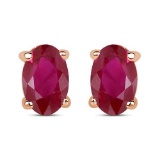 4.50 CTW Genuine Ruby And 14K Rose Gold Earrings