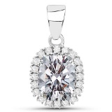 Certified 1.40 CTW Cussion Diamond 14K White Gold Pendant