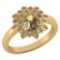 Certified .50 CTW Genuine Citrine And Diamond 14K Yellow Gold Ring