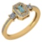 Certified 0.55 Ctw Aquamarine And Diamond 14k Yellow Gold Ring