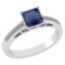 0.98 Ctw SI2/I1 Blue Sapphire And Diamond 14K White Gold Rings