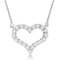 Open Heart Diamond Pendant Necklace 14k White Gold 1.00ctw