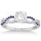 Infinity Diamond and Blue Sapphire Engagement Ring 14K White Gold 1.21ctw