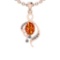 Certified 1.62 Ctw SI2/I1 Orange Sapphire And Diamond 14K Rose Gold Vintage Style Necklace