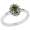 0.64 Ctw I2/I3 Green sapphire And Diamond 14K White Gold Promises Ring