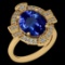 5.65 Ctw VS/SI1 Tanzanite And Diamond 10K Yellow Gold Vintage Style Ring
