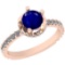 0.75 Ctw SI2/I1 Blue Sapphire And Diamond 14K Rose Gold Ring