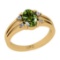 0.81 Ctw I2/I3 Green Sapphire And Diamond 10K Yellow Gold Promises Ring