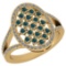 Certified 0.97 Ctw I2/I3 Treated Fancy Blue And White Diamond 14K Yellow Gold Band Ring