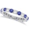 Tanzanite and Diamond Eternity Ring Band 14k White Gold 1.07ctw