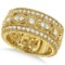 Vintage Style Byzantine Wide Band Diamond Ring 14k Yellow Gold 1.37ctw