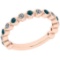 Certified 0.54 Ctw I2/I3 Treated Fancy Blue And White Diamond Style Bezel Set 14K Rose Gold Band Rin