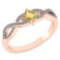 Certified .60 Ctw Genuine Citrine And Diamond 14K Rose Gold Rings