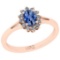 0.64 Ctw I2/I3 sapphire And Diamond 14K Rose Gold Promises Ring